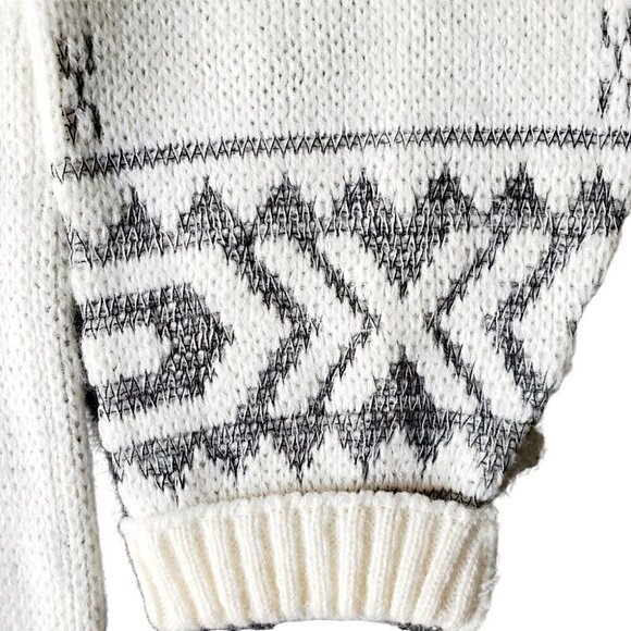 Aviator Abstract Fit Cream-Grey  Wool Blend Knit TurtleNeck Sweater. Size Small - Picture 6 of 9